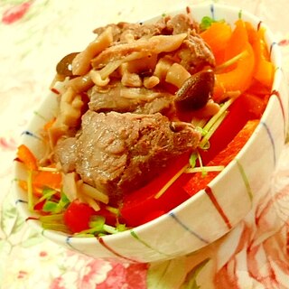 醤油麹ｄｅ❤牛肉とキノコの彩りどーん❤